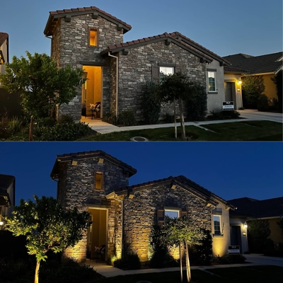 Before adding outdoor lighting/ after adding outdoor lighting Photo